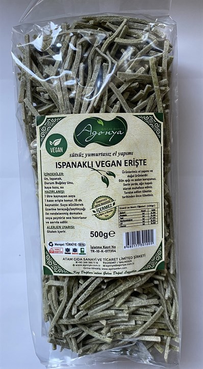 AGONYA Ispanaklı Vegan Erişte  500 g